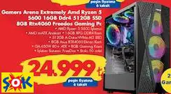 GAMERS ARENA EXTREMELY AMD RYZEN 5 5600 16GB DDR4 512GB SSD 8GB RTX4060 FREEDOS GAMİNG PC OYUN BİLGİSAYARI